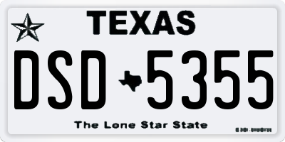 TX license plate DSD5355