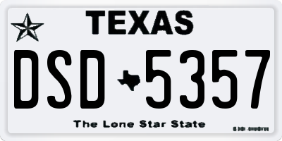 TX license plate DSD5357