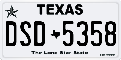 TX license plate DSD5358