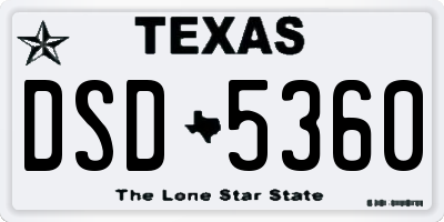 TX license plate DSD5360