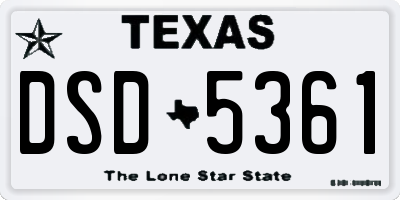 TX license plate DSD5361