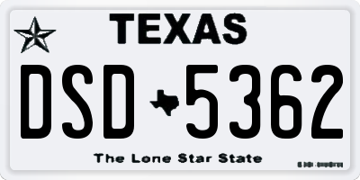 TX license plate DSD5362