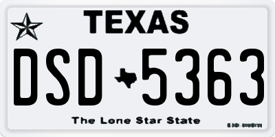 TX license plate DSD5363