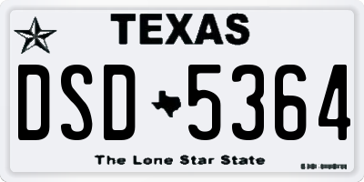 TX license plate DSD5364