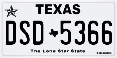 TX license plate DSD5366