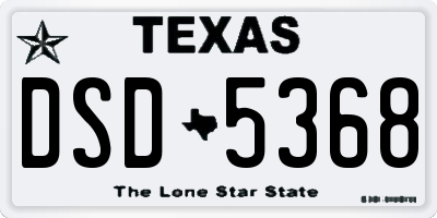 TX license plate DSD5368