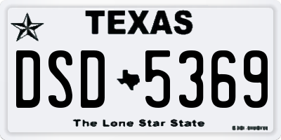 TX license plate DSD5369