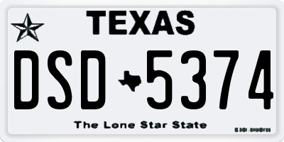 TX license plate DSD5374