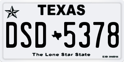 TX license plate DSD5378