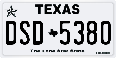 TX license plate DSD5380