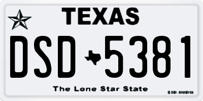 TX license plate DSD5381