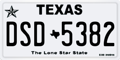 TX license plate DSD5382