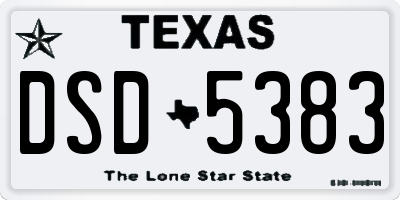 TX license plate DSD5383