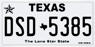 TX license plate DSD5385