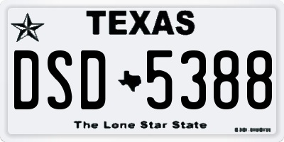 TX license plate DSD5388