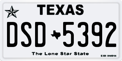 TX license plate DSD5392