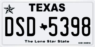 TX license plate DSD5398