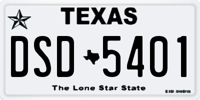 TX license plate DSD5401