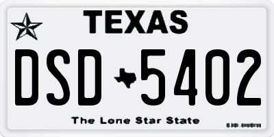 TX license plate DSD5402