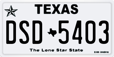 TX license plate DSD5403