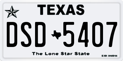 TX license plate DSD5407