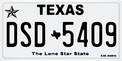 TX license plate DSD5409
