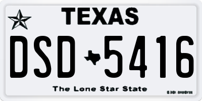 TX license plate DSD5416
