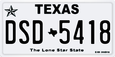 TX license plate DSD5418