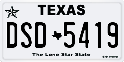 TX license plate DSD5419