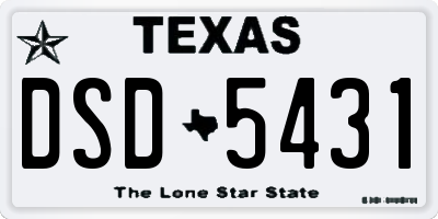 TX license plate DSD5431