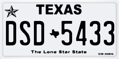 TX license plate DSD5433