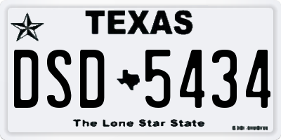 TX license plate DSD5434