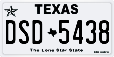 TX license plate DSD5438