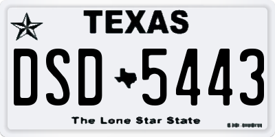 TX license plate DSD5443