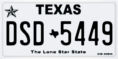 TX license plate DSD5449