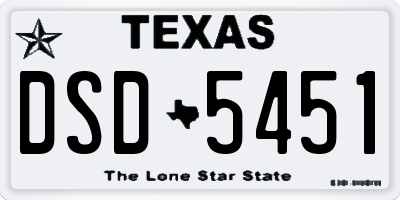 TX license plate DSD5451