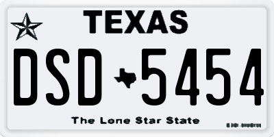 TX license plate DSD5454