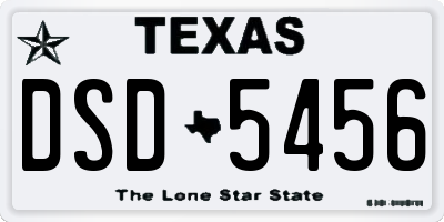TX license plate DSD5456