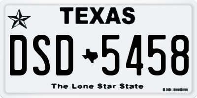 TX license plate DSD5458