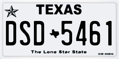 TX license plate DSD5461