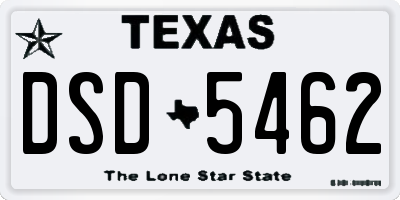 TX license plate DSD5462