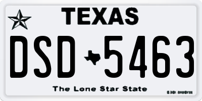 TX license plate DSD5463