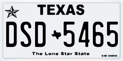 TX license plate DSD5465