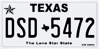 TX license plate DSD5472