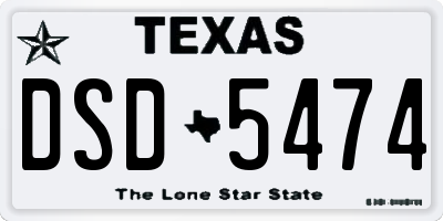 TX license plate DSD5474