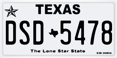 TX license plate DSD5478