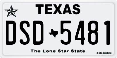 TX license plate DSD5481