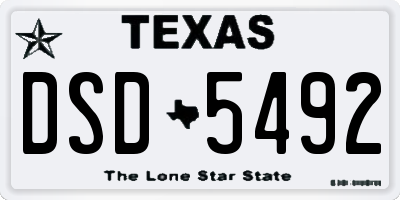 TX license plate DSD5492