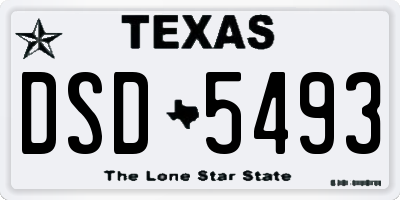 TX license plate DSD5493
