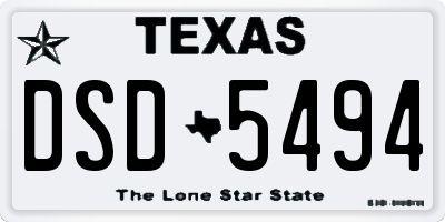 TX license plate DSD5494